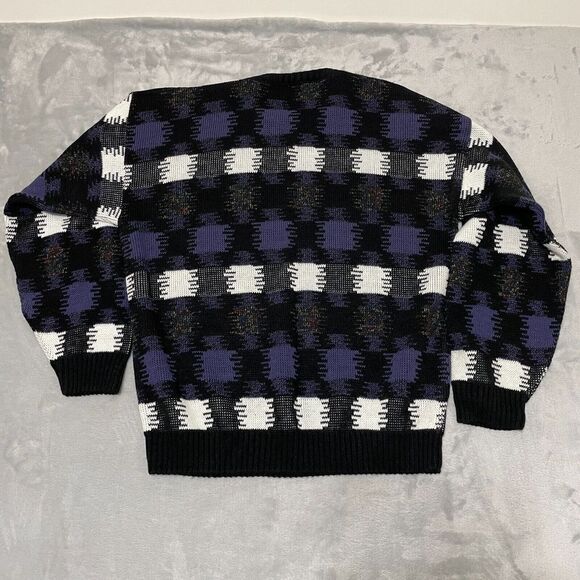 Protege Sweater Mens Large L Black Purple Coogi Style Cosby Made in USA Acrylic - Picture 4 of 7